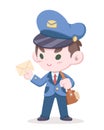 Cute style postman cartoon illustration Royalty Free Stock Photo