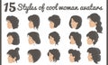 Cute style side-view woman avatars