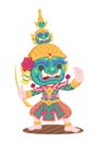 Cute style Thai Khon Yak [Tossakan] dancing cartoon illustration