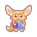 Cute stylish dressed female fennec fox with clutch bag