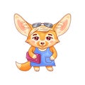 Cute stylish dressed female fennec fox with clutch bag and sunglasses