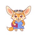 Cute stylish dressed female fennec fox with clutch bag and sunglasses