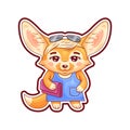 Cute stylish dressed female fennec fox with clutch bag and sunglasses