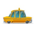 Cute stylized car vintage yellow New York Taxi isolated on white background.