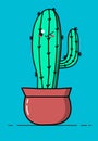 Cute succulent or cactus plant with happy face vector illustration.Bright colors. Funny face Royalty Free Stock Photo