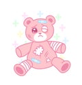 Cute suffering bear with injured body yami kawaii style