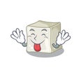 Cute sugar cube cartoon mascot style with Tongue out