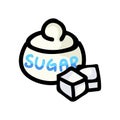 Cute Sugar Pot Cartoon Vector Illustration. Hand Drawn Tea Sweetener Element Clip Art for Kitchen Concept. Sweet Crystal Graphic,