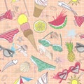 Cute summer abstract pattern. Seamless pattern with swimsuits Royalty Free Stock Photo