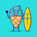 Cute summer cone icecream cartoon character vector design