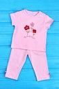 Cute summer cotton suit for baby girl. Royalty Free Stock Photo