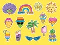 cute summer doodle art vector set.