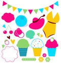 Cute summer elements set isolated on white Royalty Free Stock Photo