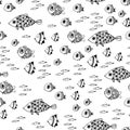 Cute summer fishes. Seamless pattern.