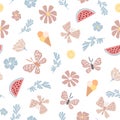 Cute summer flat illustration of butterflies, Royalty Free Stock Photo