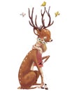 Cute summer girl with deer Royalty Free Stock Photo