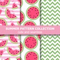 Cute summer pattern collection. Watermelon theme. Summer banner