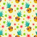 Cute summer pineapple seamless pattern