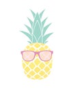 Cute Summer Pineapple in Sunglasses. Vector Illustration