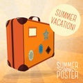 Cute summer poster - journey suitcase with labels