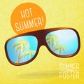 Cute summer poster - sunglasses with palms Royalty Free Stock Photo