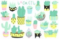 Cute summer sticker set with cacti and succulents