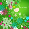 Cute summer text illustration with bird