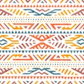 Cute summer tribal pattern. Colorful print in boho style. Ethnic and tribal motifs. Hand-drawn geometric ornament on a white Royalty Free Stock Photo