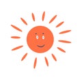 Cute Sun cartoon character smiling clip art vector. Royalty Free Stock Photo