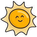 Cute Sun Doodle Drawing Kawaii Vector Illustration