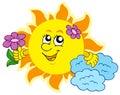 Cute Sun with flower Royalty Free Stock Photo