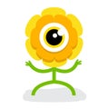 Cute Sun Flower Halloween Monster Flat Design Royalty Free Stock Photo
