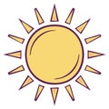 Cute sun illustration radiating sunshine beaming bright light and warmth on clear summers day Royalty Free Stock Photo