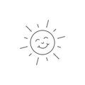 Cute sun with smile icon isolated on white background Royalty Free Stock Photo