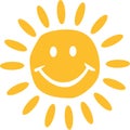 Cute sun with smiling face