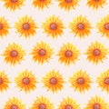 Cute sunflowers in a seamless pattern design