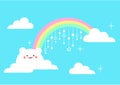 Cute sunny blue sky rainbow background Royalty Free Stock Photo