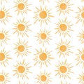 Cute watercolor pattern with shiny yellow suns
