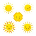 Cute suns sunshine emoji smiling faces image vector vector