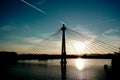 Nice sunrset with Donaustadt bridge and sky background in Vienna, Austria.