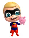Cute superbaby with piggy bank