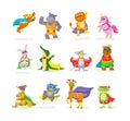 Cute superhero animal kids with a superhero cape and masks.