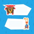 Cute Superhero Animals with Place for Your Text, Funny Rabbit and Bear in Capes and Masks Cartoon Vector Illustration Royalty Free Stock Photo