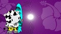 Surfer cow kid cartoon summer tropical background Royalty Free Stock Photo