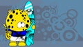 Surfer leopard kid cartoon summer tropical background Royalty Free Stock Photo