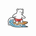 cute surfing polar bear cartoon illustration Royalty Free Stock Photo