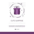 Cute Surprise Holiday Present Banner With Copy Space