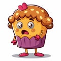 Cute, surprised cupcake character Royalty Free Stock Photo