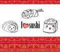 Cute sushi cartoon illustration