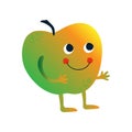 Cute Sweet Apple, Funny Fruit Cartoon Character with Funny Face Vector Illustration Royalty Free Stock Photo